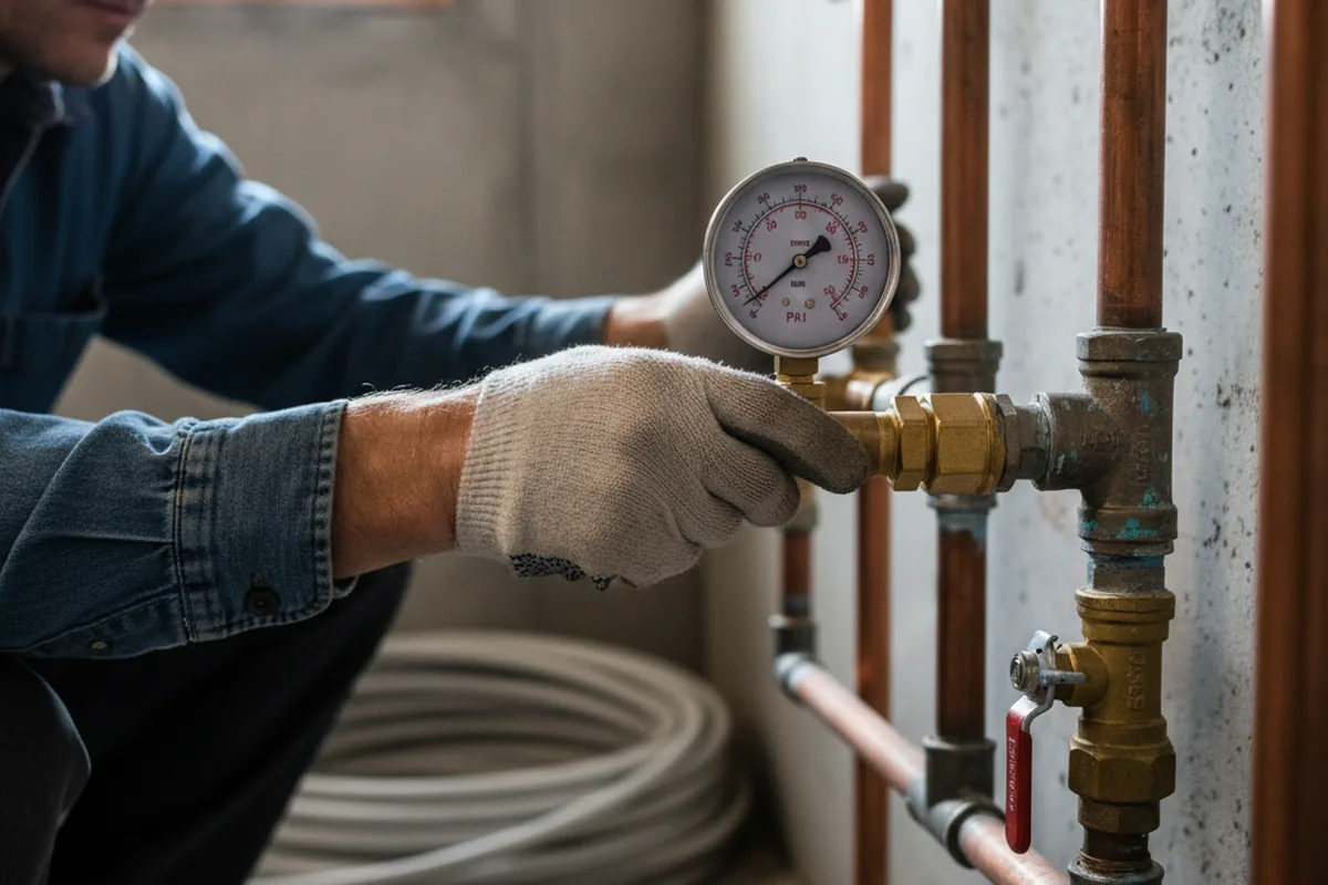 Pressure testing a repaired line during Water Line Repair in Markleville